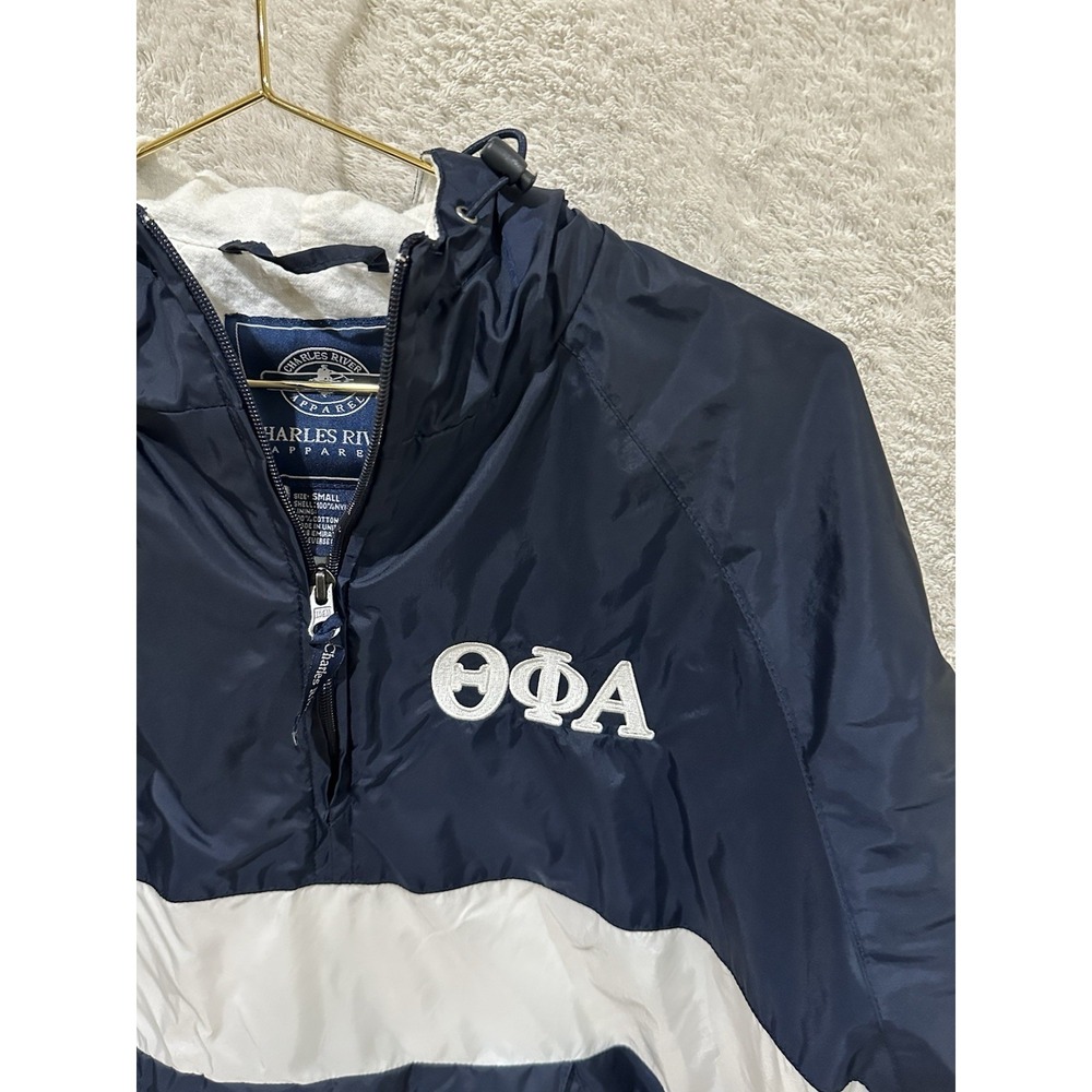 Theta Phi Alpha Pullover Anorak Windbreaker Womens Small Navy White - Picture 2 of 7